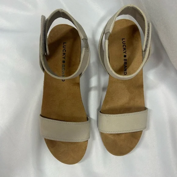 Lucky Brand | Kanoa Leather Suede Wedge Ankle Strap Sandals Women’s Size 6.5 - Picture 5 of 10
